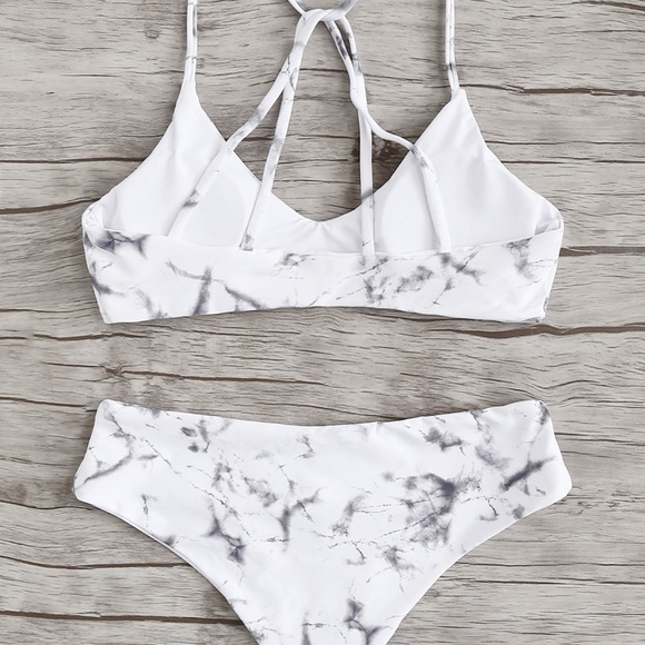 Marble Cross Back Bikini - Picture 2 of 3